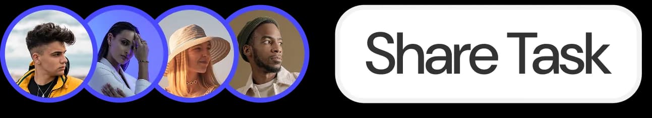 Avatars of four teammates next to the Share Task button